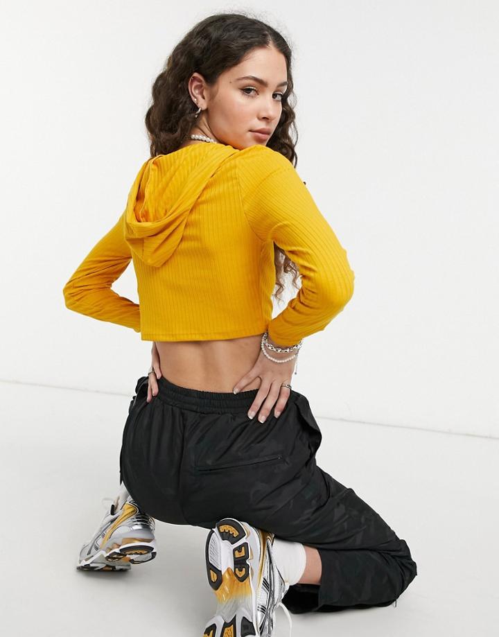 Noisy May Coordinating Cropped Hoodie In Mustard-yellow