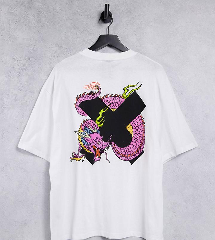 Collusion Unisex Recycled Blend Oversized T-shirt With Logo X Dragon Print In White