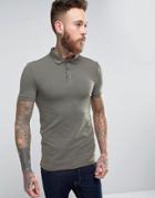 Asos Extreme Muscle Polo Shirt In Green - Green