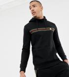 Le Breve Tall Chest Striped Hoodie - Black