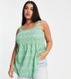 Yours Exclusive Shirred Cami Top In Green Floral