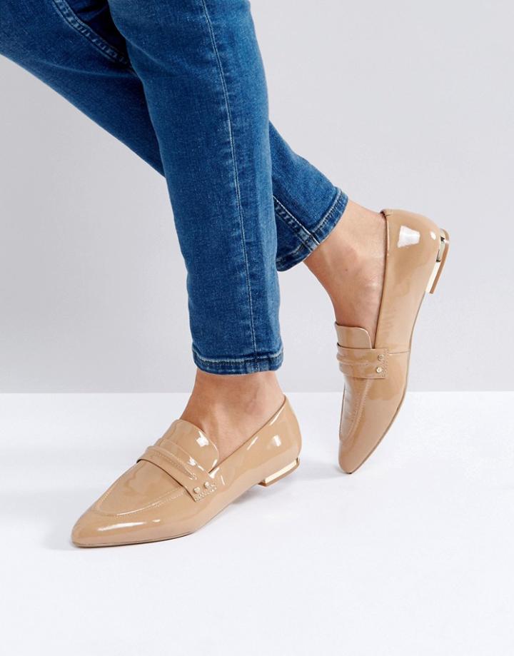 Kg By Kurt Geiger Kilma Camel Leather Patent Loafers - Beige