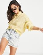 Mango Fine Knit Cable Sweater In Yellow