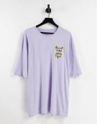 Jack & Jones Originals Oversized T-shirt With Sunflower Back Print In Lilac-purple