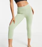 Asos 4505 Petite Icon Capri Legging In Cotton Touch-green