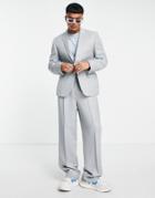 Asos Design Slim Suit Jacket In Silver High Shine Shimmer