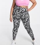 Asos 4505 Curve Mono Animal Legging With Bum Sculpt Detail-black