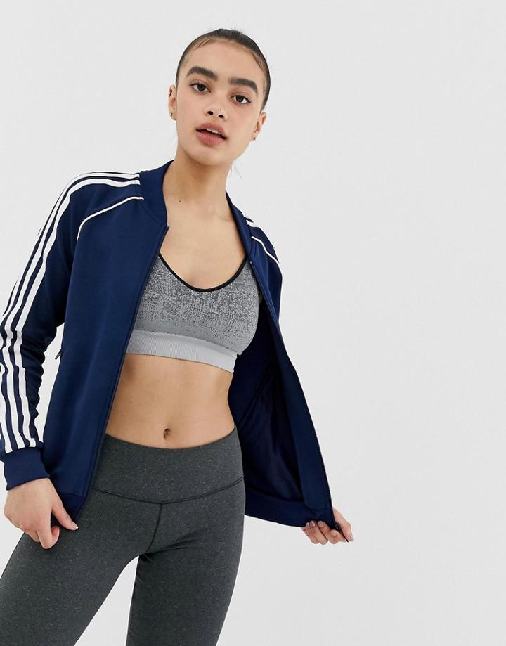 Addias Originals Three Stripe Track Jacket In Navy - Navy