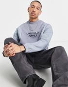 Asos Unrvlld Spply Oversized Sweatshirt With Nylon Sleeves In Gray-blues