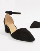 Raid Julia Black Ankle Strap Black Mid Heeled Shoes - Black