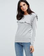 Vila Ruffle Sweater - Gray