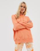 Asos Design Oversized Hoodie In Washed Neon Orange