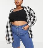 Dtt Plus Skinny Denim Shorts In Mid Wash Blue