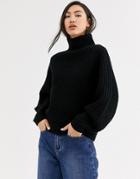 Weekday Angel Funnel Neck Sweater In Black