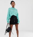 Reclaimed Vintage Inspired Oversized Sweater With Ladder Stitch And High Neck-blue