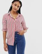 Brave Soul Pattie Stripe Shirt - Red