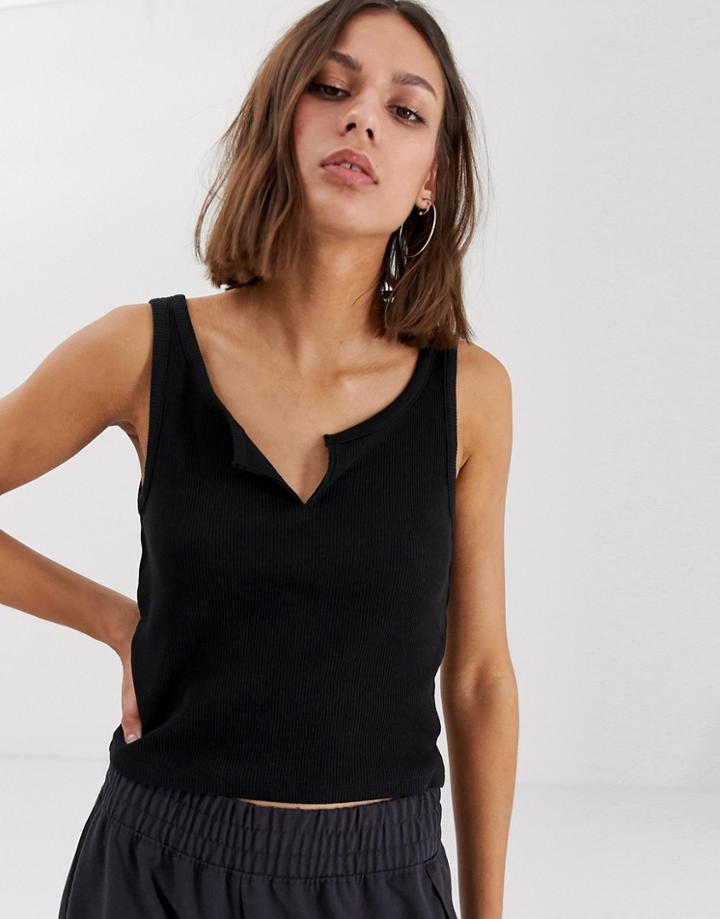 Weekday Ribbed Crop Tank Top In Black