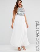 Club L Plus Maxi Dress With Sequin Top - White