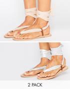 Asos Freak Interchangeable Tie Leg Flat Sandals - Multi