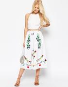 Asos Embroidered Midi Skirt - Multi