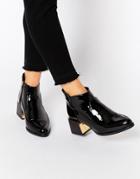Truffle Collection Block Heel Patent Boots - Black