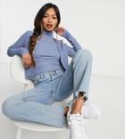 Fashion Union Button Front Fitted Cardigan In Textured Jersey Set-blues