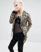 Tripp Nyc Leopard Print Moto Biker Jacket - Natural Leopard