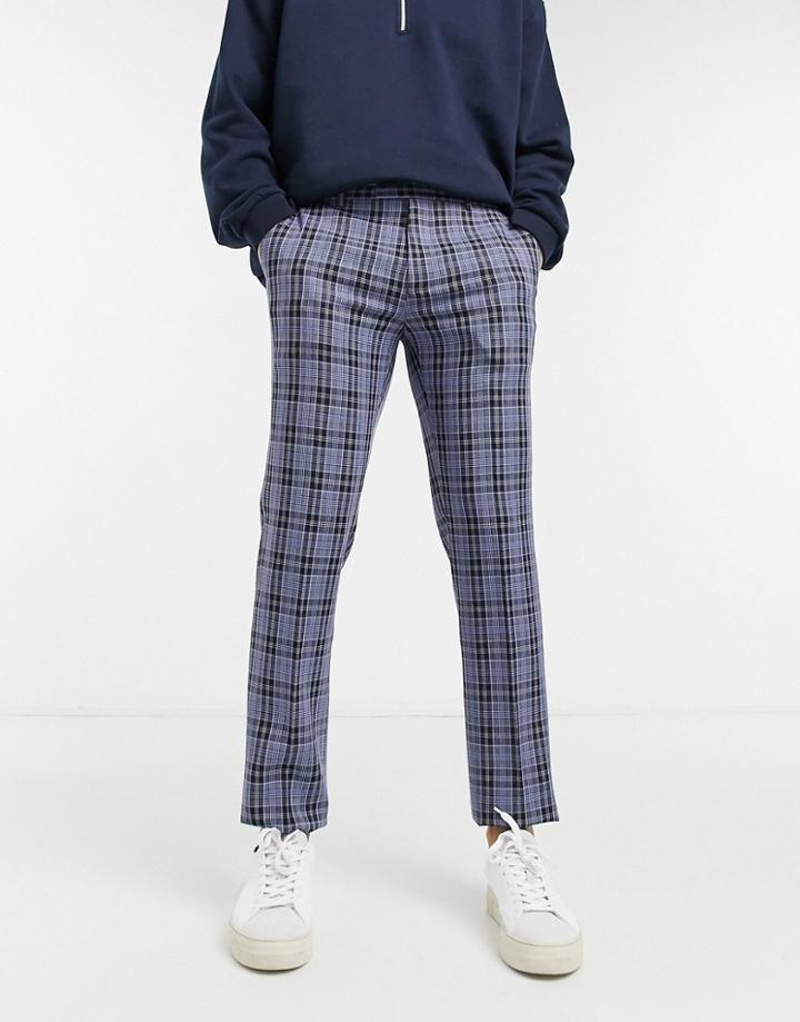 Original Penguin Checked Slim Fit Suit Pants-blues