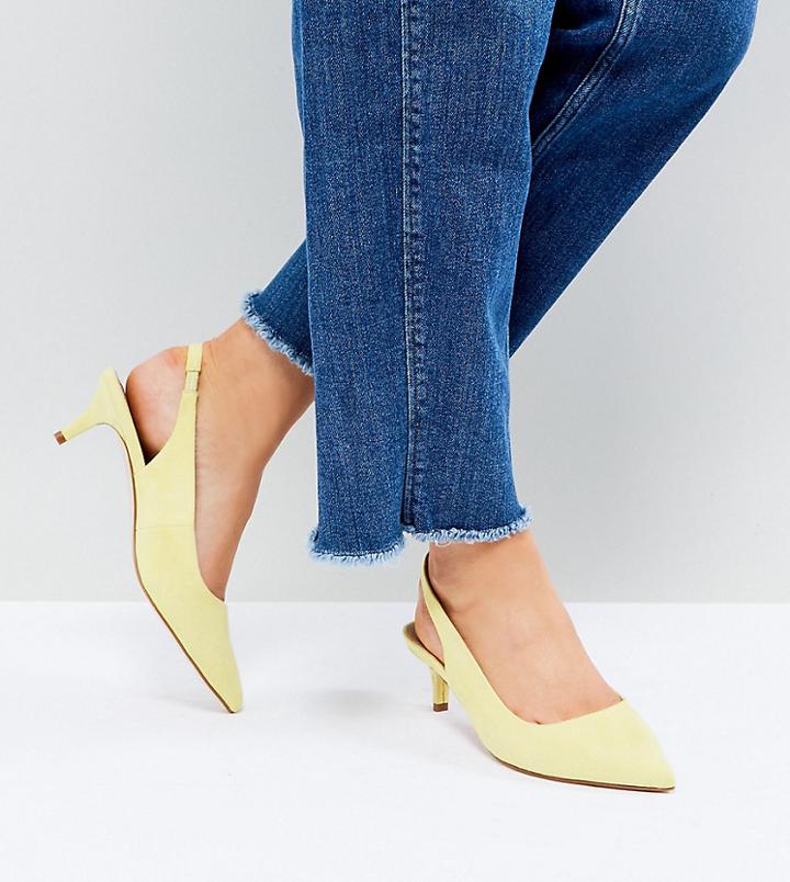 Asos Spirit Wide Fit Slingback Kitten Heels - Yellow