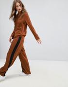 Minimum Wide Pants With Contrast Stripe - Brown
