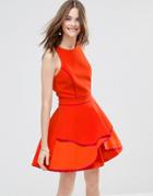 Adelyn Rae Tiered Panel Skater Dress - Orange