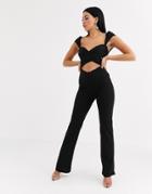 Tiger Mist Crossover Cutout Jumpsuit In Black
