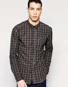 Selected Face Slim Check Shirt - Black