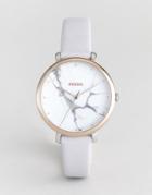 Fossil Es4377 Jacqueline Leather Watch With Marble Effect Face - Gray