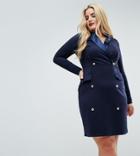 Club L Plus Tuxedo Dress - Navy