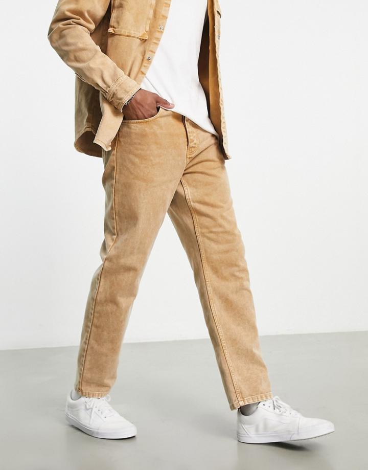 Carhartt Wip Newel Relaxed Tapered Jeans In Brown Stone Wash