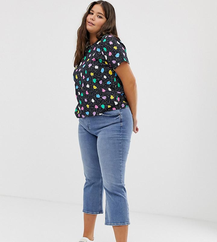 Asos Design Curve Boxy T-shirt In Bright Spot - Black