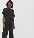 Glamorous Bloom Relaxed Jumpsuit With Tie Front In Spaced Polka Dot