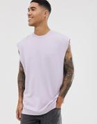 Asos Design Oversized Sleeveless Sweatshirt In Misty Lilac - Purple
