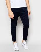 Dr Denim Slim Tapered Diggler Chino With Turn Up In Deep Blue - Deep Blue