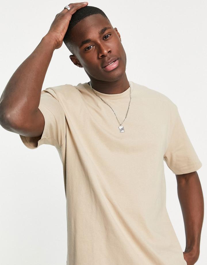 Topman Oversized T-shirt In Light Stone - Stone-neutral