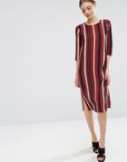 Asos Column Midi T-shirt Dress In Stripe - Multi