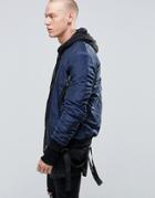 Sixth June Bomber Jacket With Detachable Straps - Navy