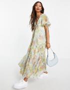 Asos Design 70s Trapeze Maxi Dress In Floral Print-multi