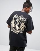 Hnr Ldn Cherubs Back Print T-shirt In Oversized Fit - Black