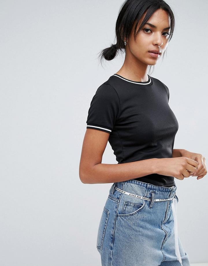Daisy Street Ringer T-shirt - Black