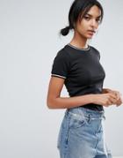 Daisy Street Ringer T-shirt - Black
