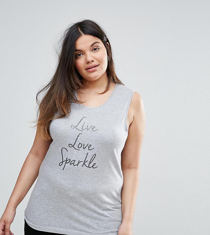 Nvme Plus Live Love Sparkle Sleeveless Tank - Gray