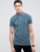 Abercrombie & Fitch Pique Polo Tipped Cuff Burnout In Navy - Navy