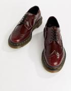 Dr Martens Vegan 3989 Cherry Leather Stacked Brogues - Red